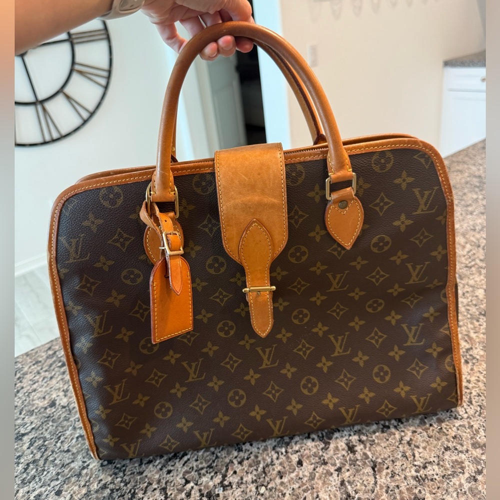 AUTHENTIC Louis Vuitton Rivoli Monogram Brown Leather Hand Bag
